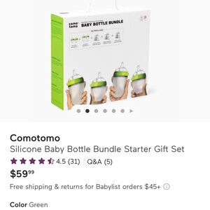 Comotomo silicone baby bottle bundle starter gift set